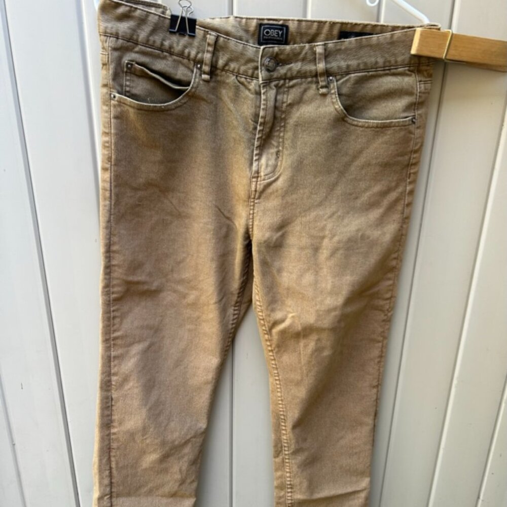 Obey PropagandaTight Stretch Straight Leg Brown Jeans Size 32